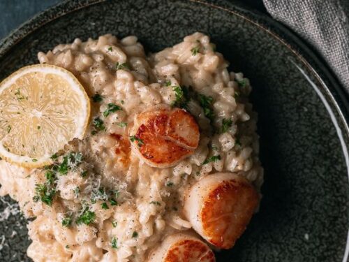 Parmezaanrisotto met coquilles