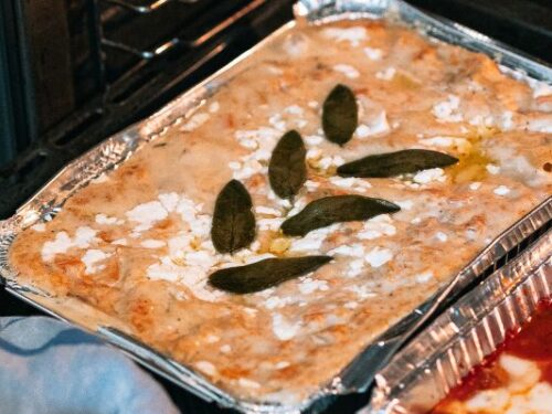 Vegetarische pompoenlasagne