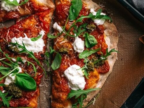 pinsa met kerstomaten & burrata