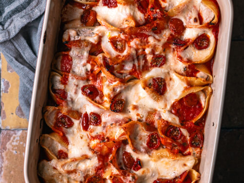 Pastaschelpen met ham-ricottavulling