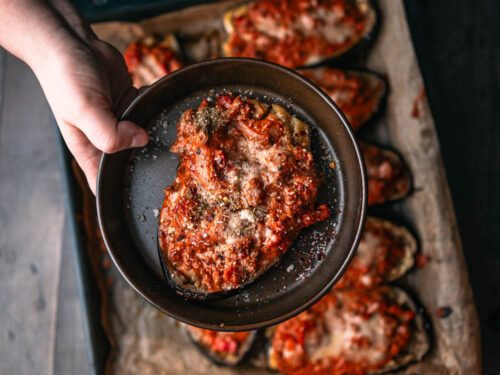 Gevulde aubergines met gehakt