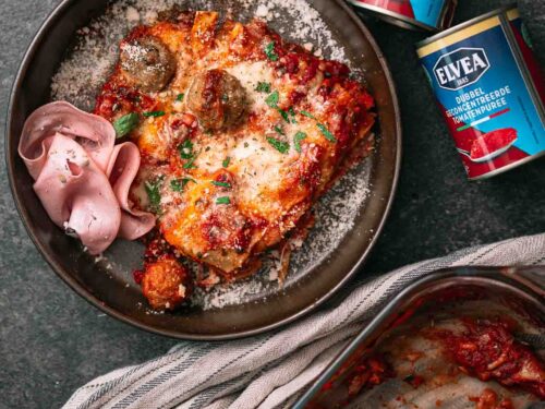 Lasagne gehaktballen mortadella
