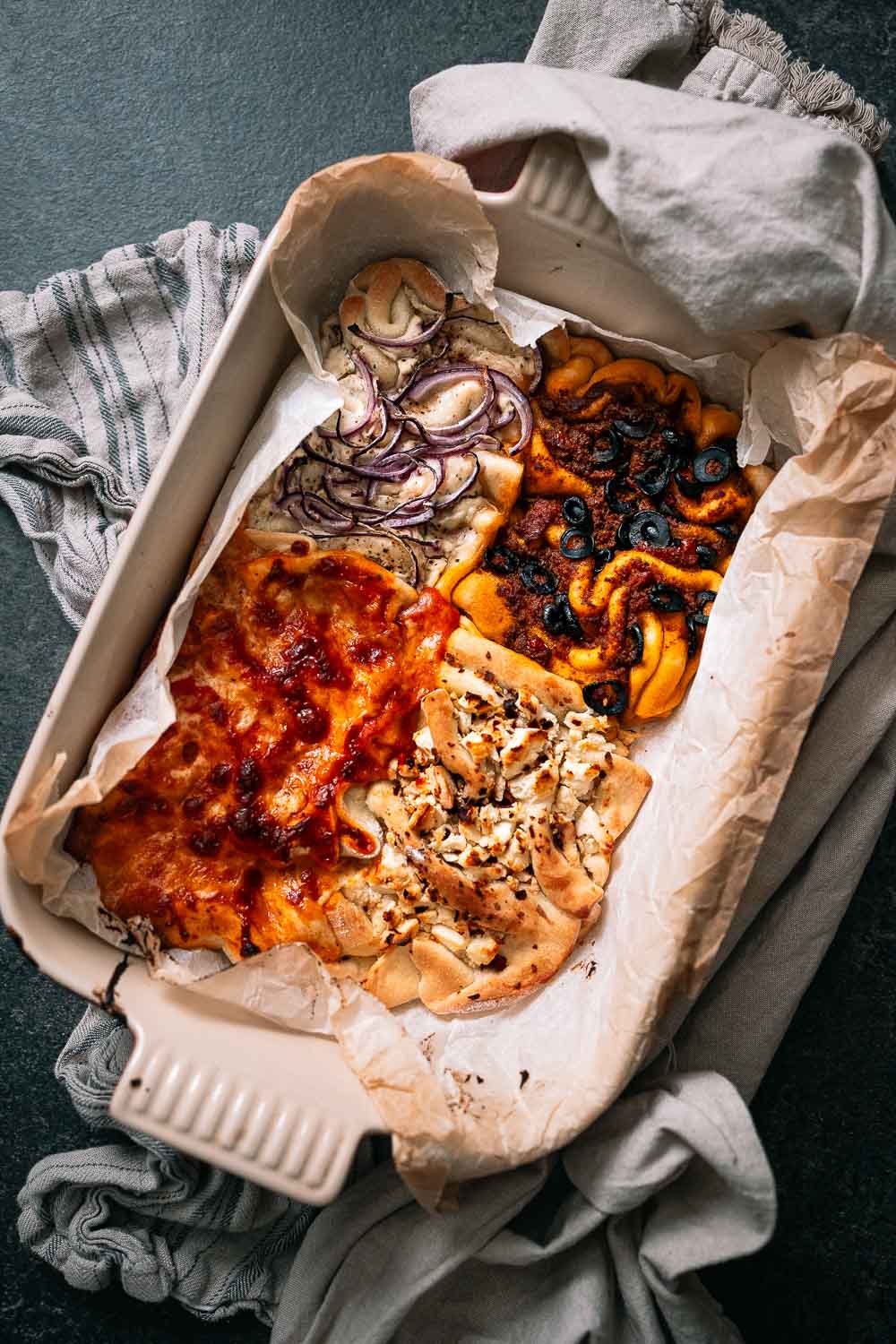 snel en makkelijk pizzabrood met 4 delen