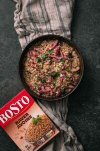 Haverrisotto met spekjes & boschampignons
