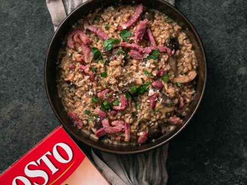 Haverrisotto met spekjes & boschampignons