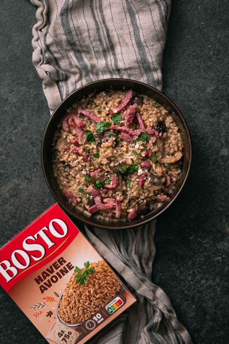 Haverrisotto met spekjes & boschampignons