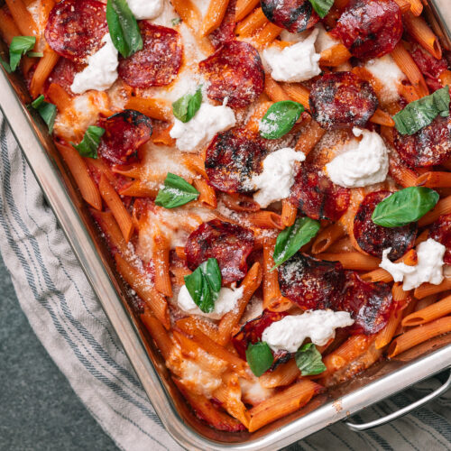 dump dinner pepperoni burrata