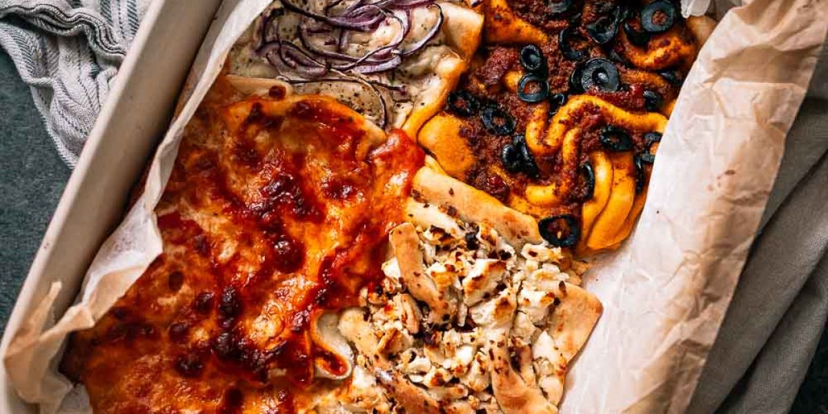 snel en makkelijk pizzabrood met 4 delen